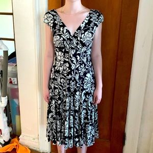 LAUREN Ralph Lauren black and white floral print dress Size 10